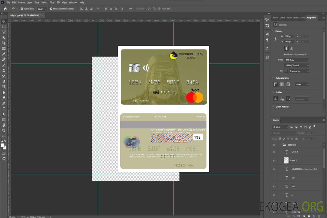 Mongolie Chinggis Khaan Bank mastercard template